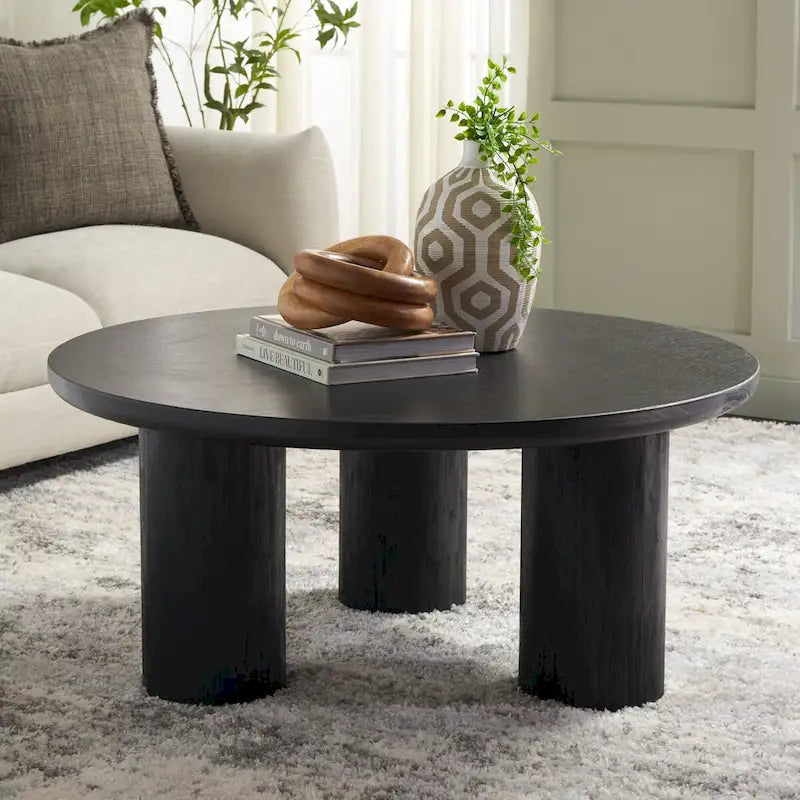 Table basse ronde à trois pieds - 40 cm de large x 40 cm de profondeur x 18 cm de haut